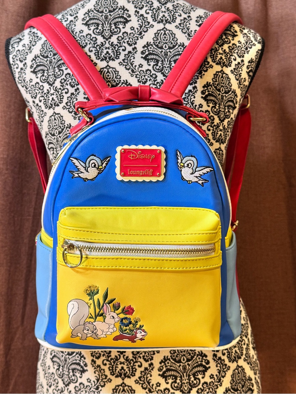 Disney by Loungefly Blue, Yellow & Red Snow White Vegan Leather Mini Backpack